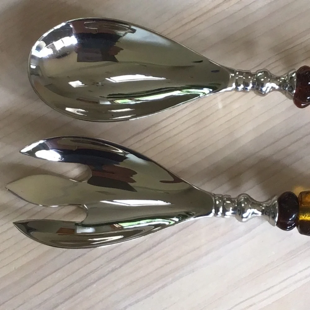 Serving Utensils Salad Server Spoon and Fork Set  Serveware Neutral  Stainless